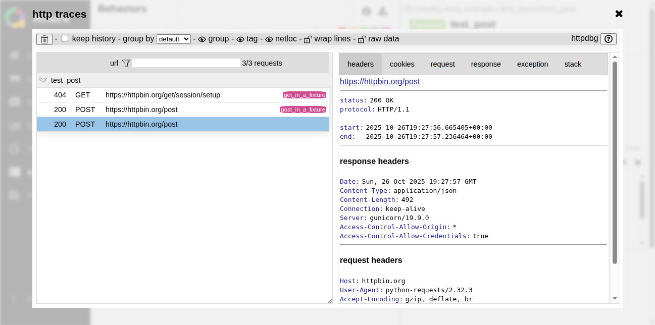 Allure report with HTTP traces html report in full mode
